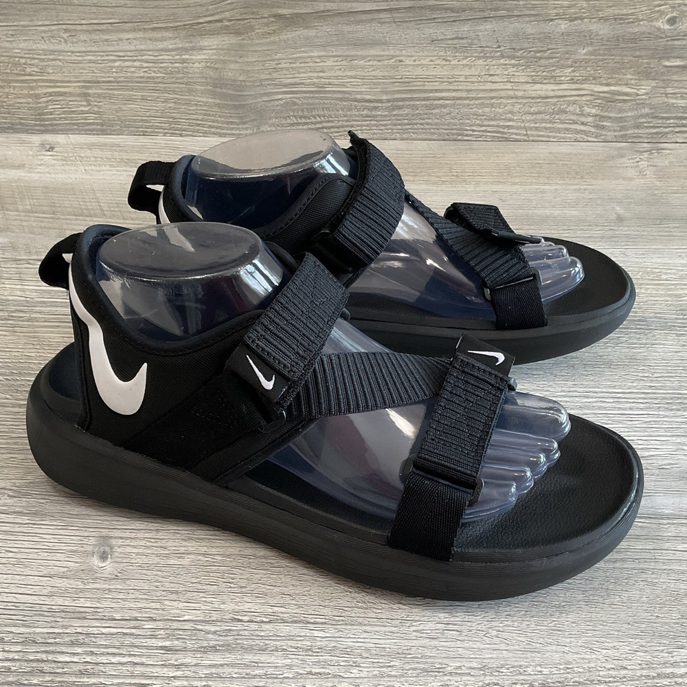 Nike Vista DJ6606-001 Men's US 9 Shoes Black White Swoosh Logo Casual Sandals